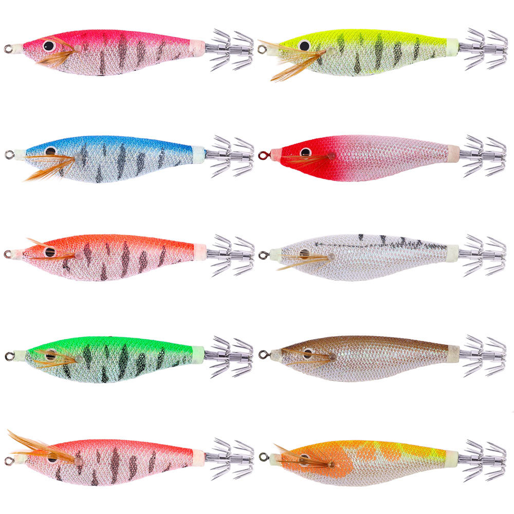 Fishing Hook Weedless - Leuchtendes elektronisches Garnelen-Jig-Set, Salzwasser-Doppelreihe-Tintenfischhaken, krautfreier, realistischer,