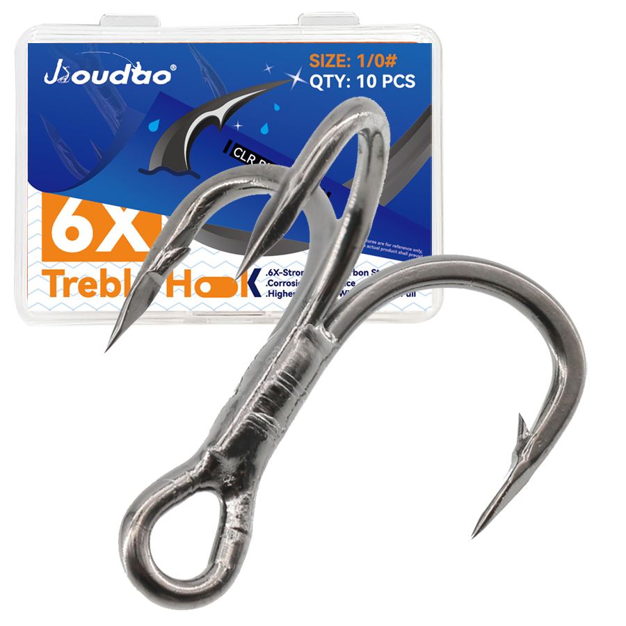 Fishing Hook Barbless - 6X Angel-Drillinge, 10 Stück, dreifacher Angelhaken